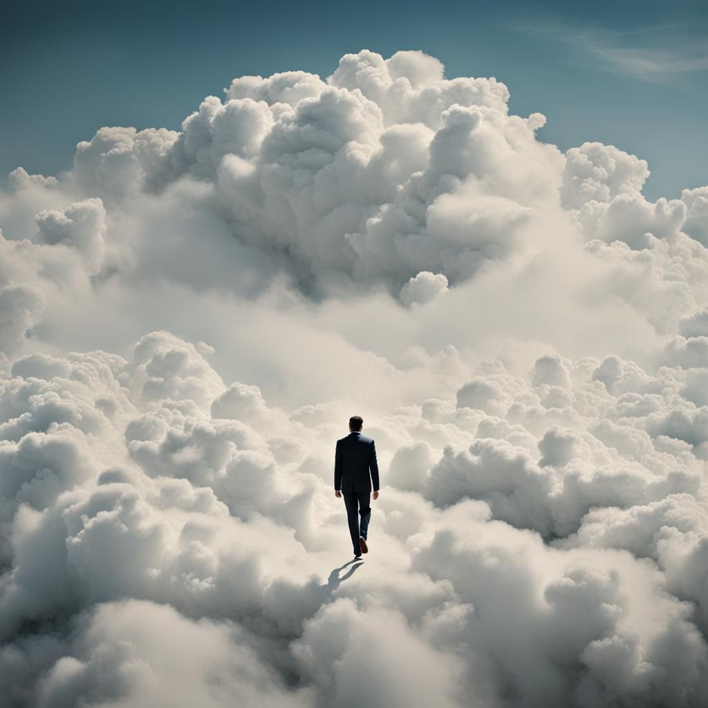 Man Walking on Clouds