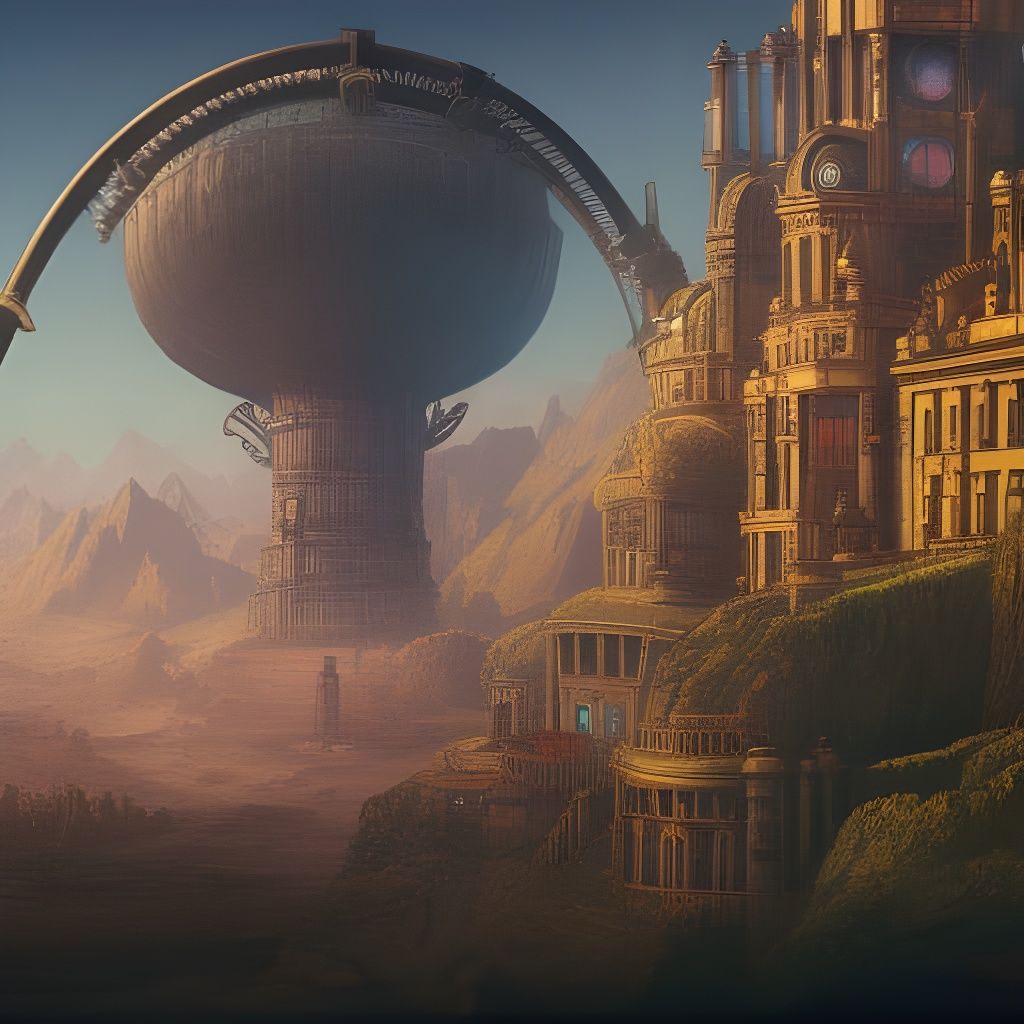 Steampunk Interior with Clocks in Verne Style