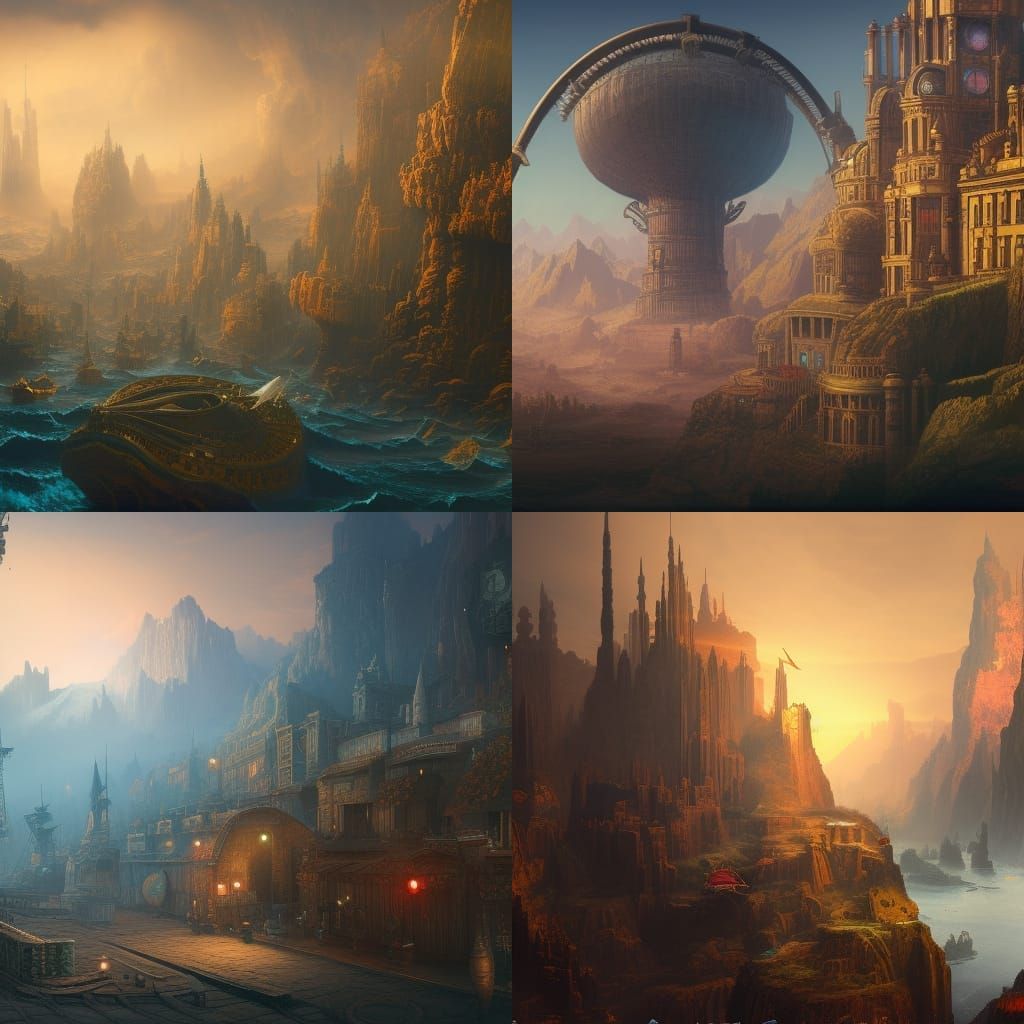 Jules Verne Interior with Clocks: Detailed Matte Painting