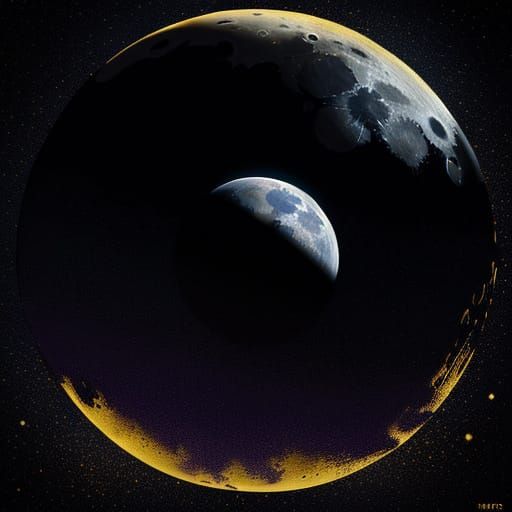 Silhouettes on Moon in Splash Art Style