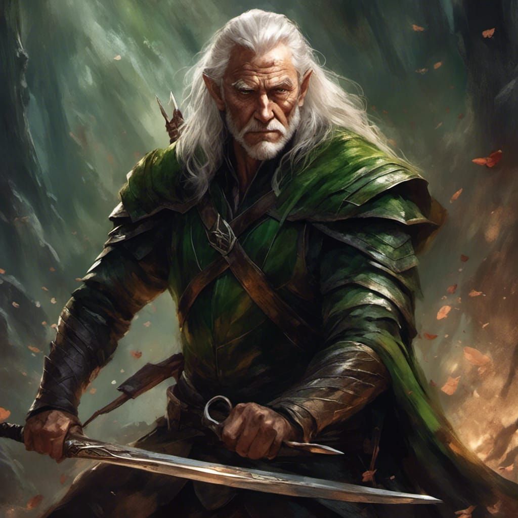 Gritty Portrait of an Old Man as Green Arrow