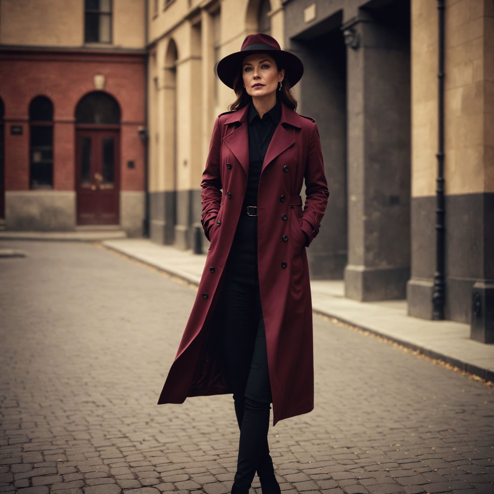 Elegant Woman in Fedora: Cinematic Film Still