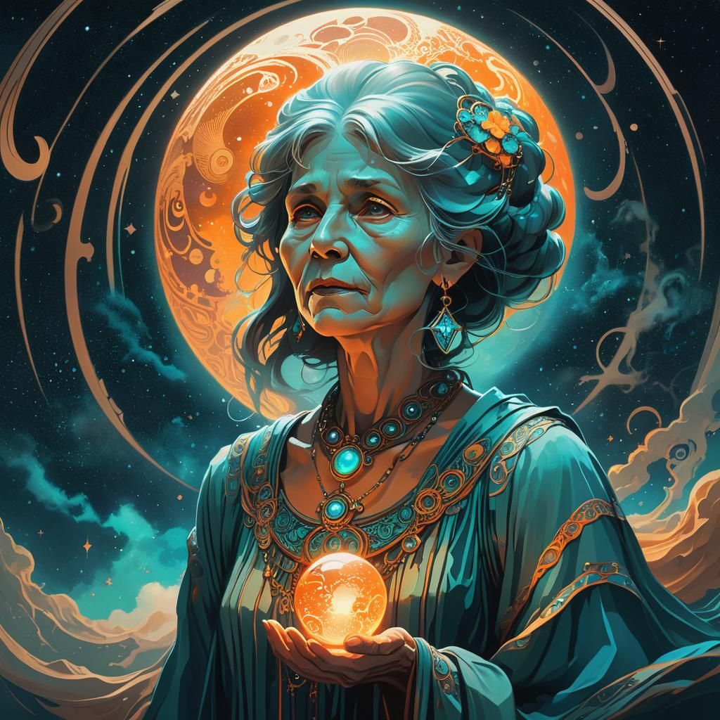 Grandmother Moon: Ethereal Orb in Dark Fantasy Style