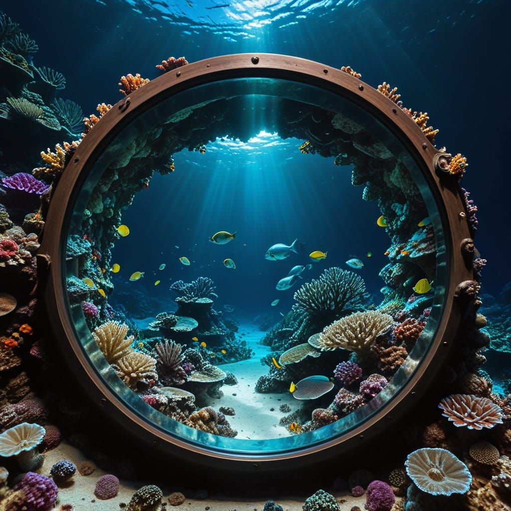 Vibrant Reef Scene in a Dramatic Porthole Perspective