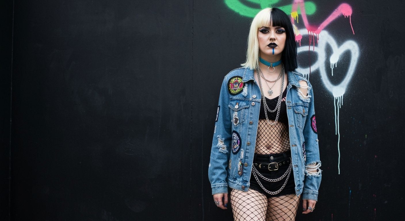 Punk Girl in Urban Setting, Pop Surrealism