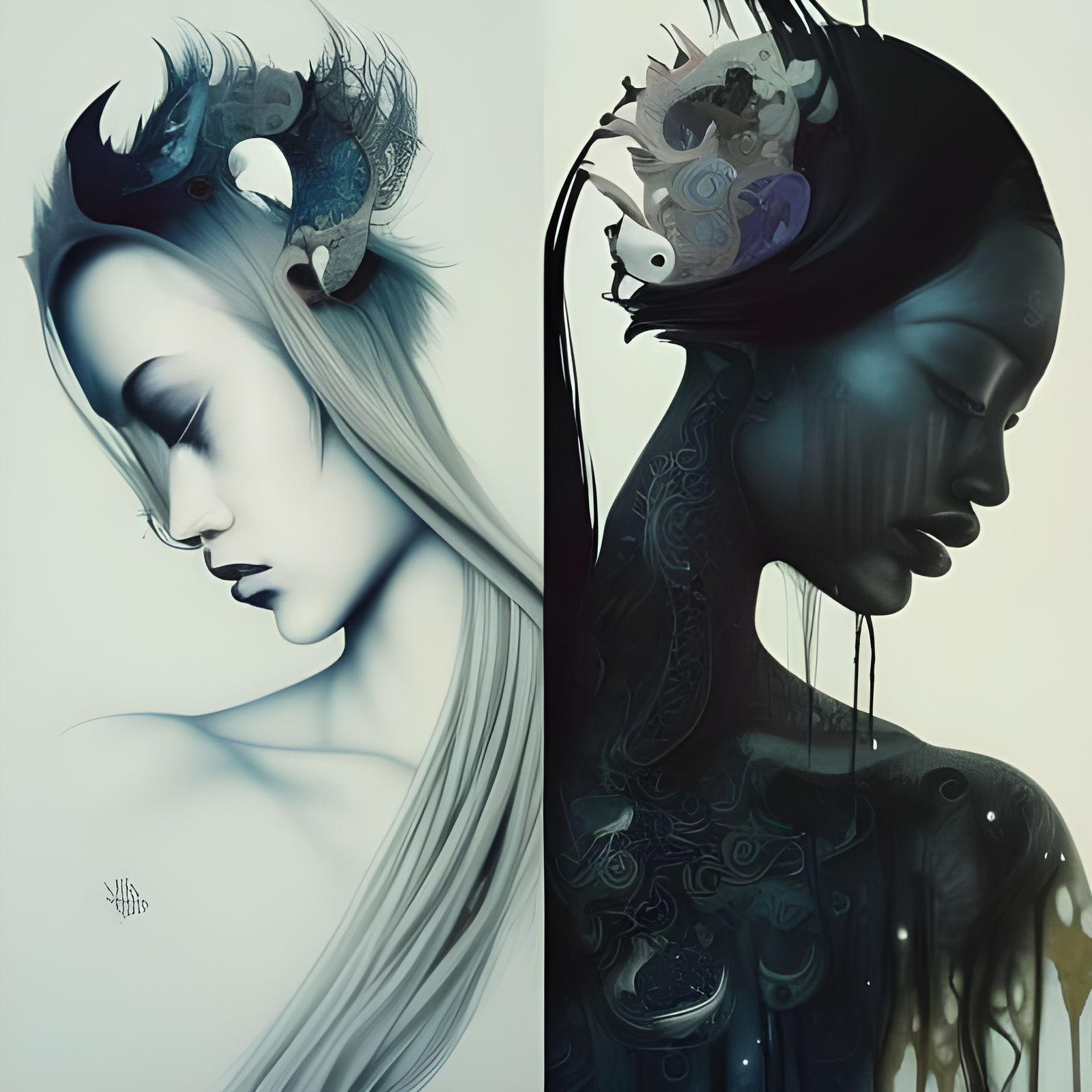 Yin Yang: Contrasting Opposites in Hyperrealistic Portrait