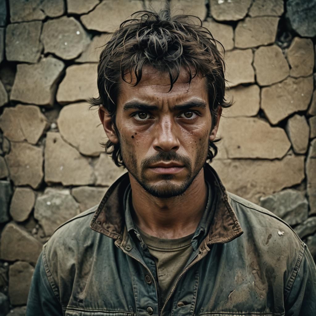 Cinematic Portrait of a Disheveled Young Man