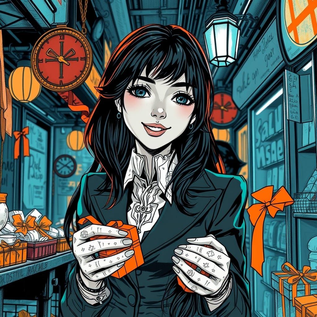 Gothic Goddess in Underground Market