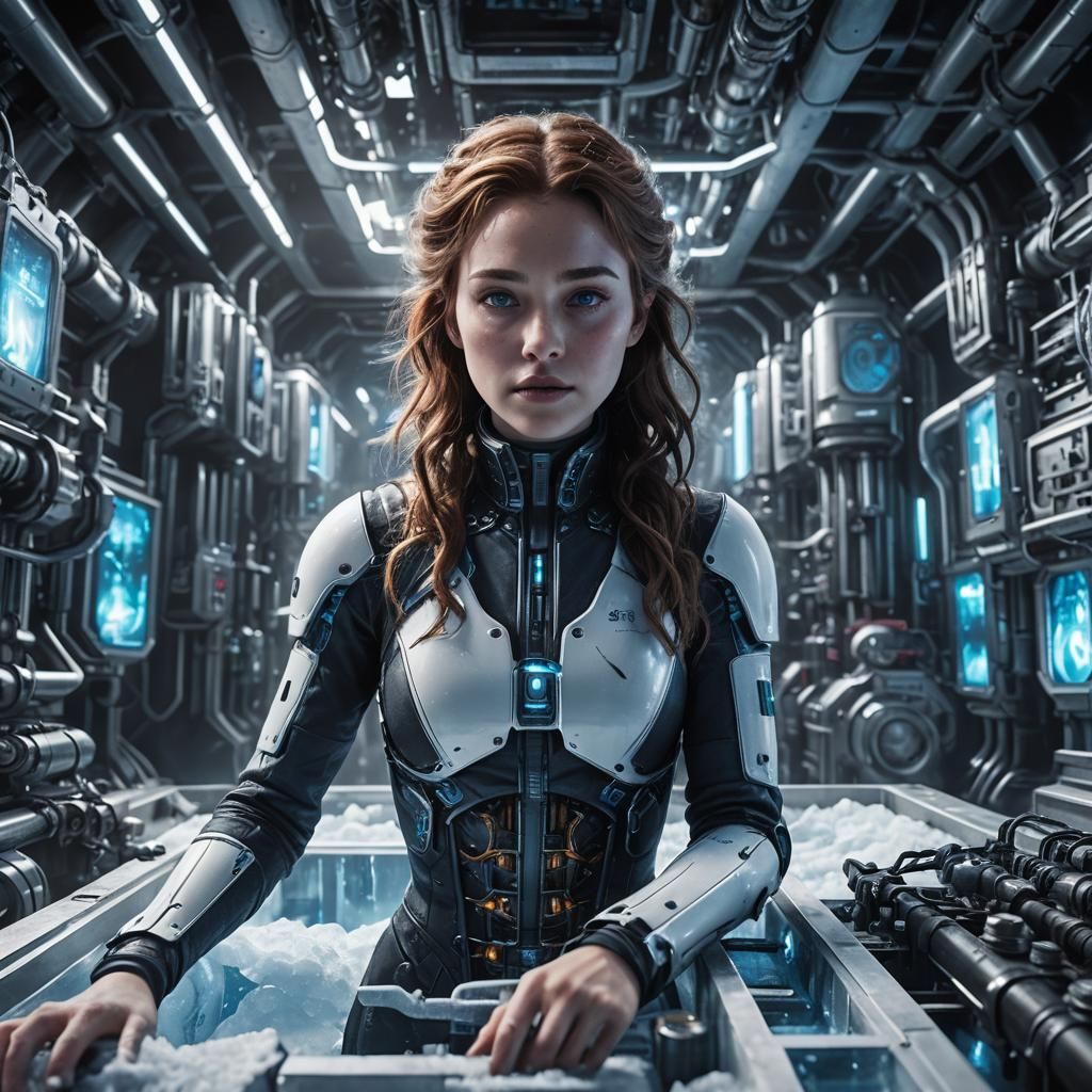 Girl in Cryogenic Stasis Bed: Digital Matte Painting