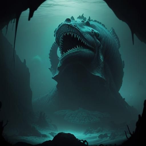 Bioluminescent Leviathan Rising from the Deep