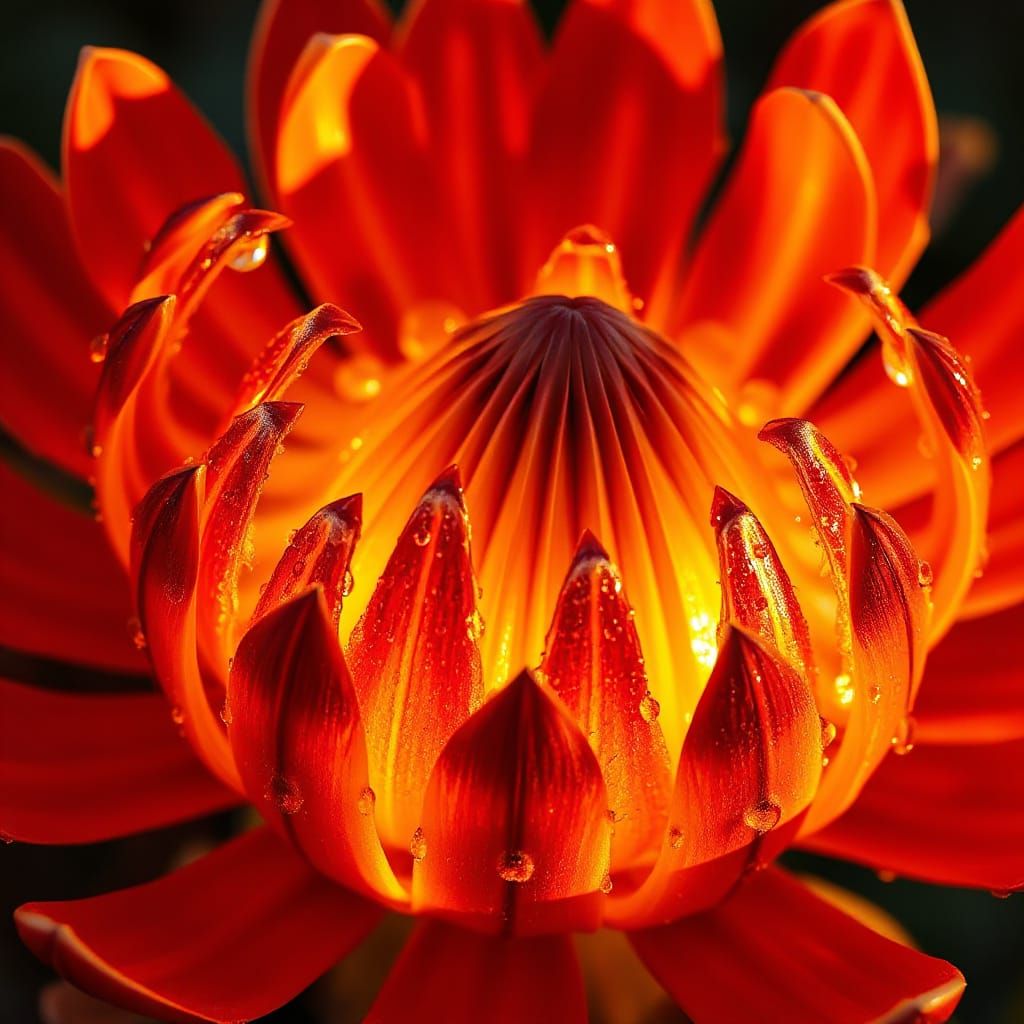 Majestic King Protea Macro Photo in Golden Hour Glow