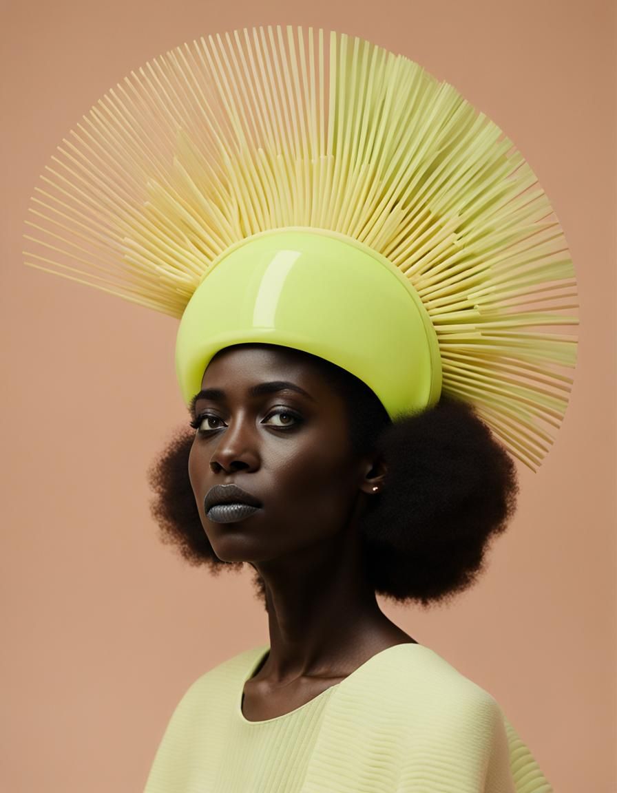 Contemporary Sculpture of Woman with Neon Equalizer