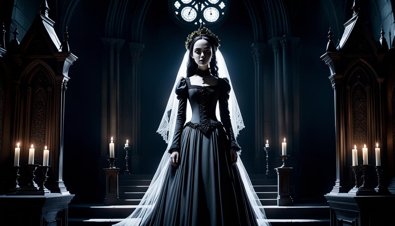 Gothic bride in Tim Burton style