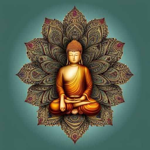 Fractal Buddha Meditating in Space, Abstract Art