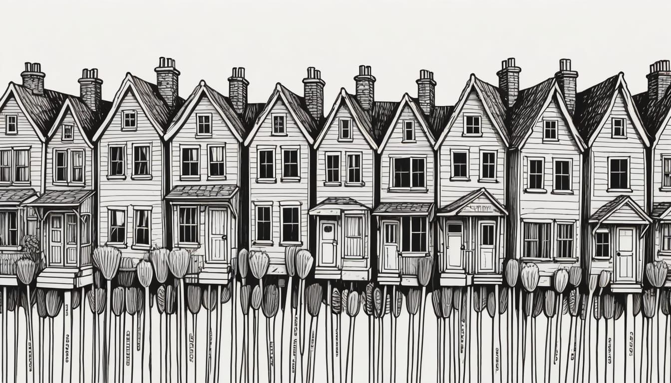 Surreal Toothbrush with Whimsical Houses