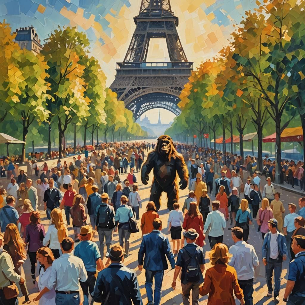 Bigfoot Sightings at Eiffel Tower: Neo-Impressionist Paintin...