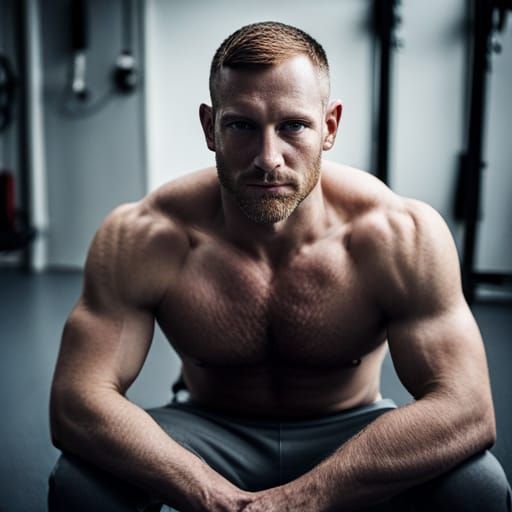 Attractive Ginger Man Posing at the Gym