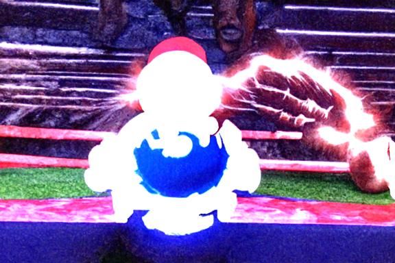 Mario Unleashes a Kamehameha Wave