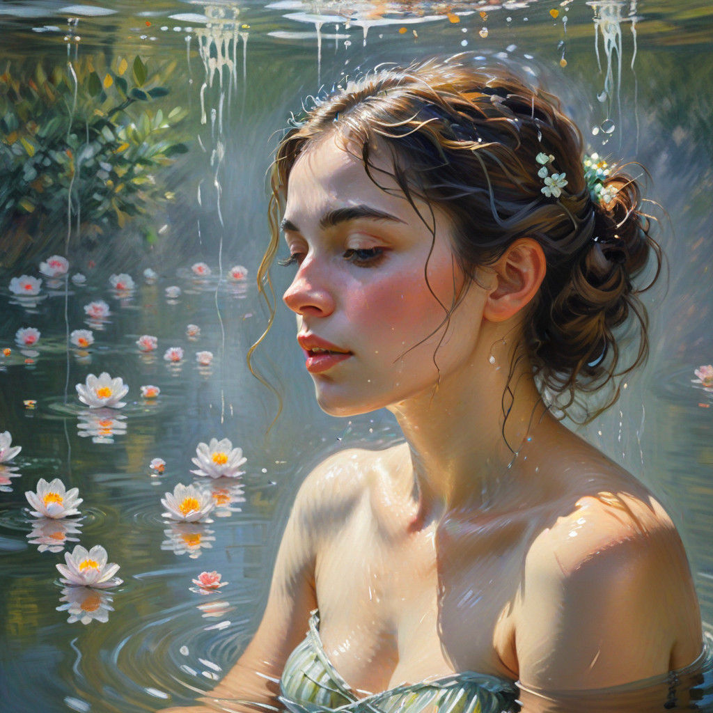 Woman's Head in the Bath: A Soft Impressionist Scene