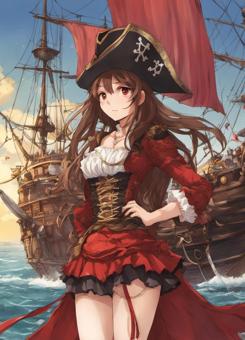 Anime Indonesian Pirate Woman in Manga Style
