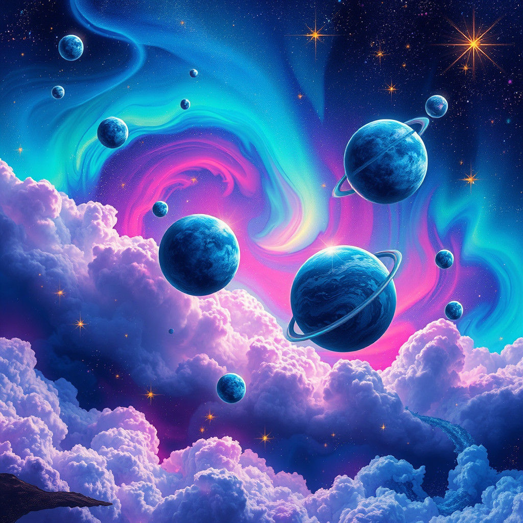 Cosmic Dreamscape with Ethereal Planets