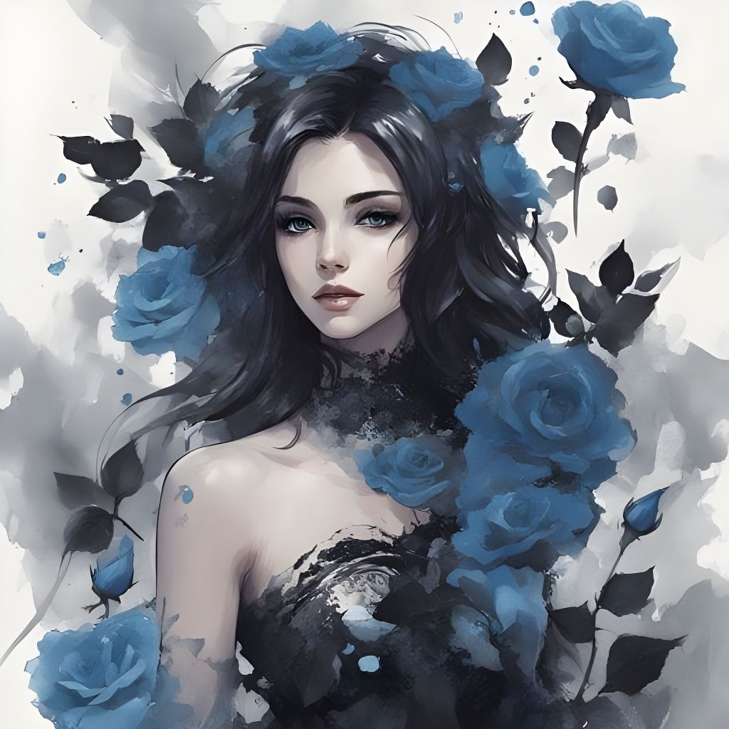 Beautiful Tatar Girl Portrait in Watercolor Style