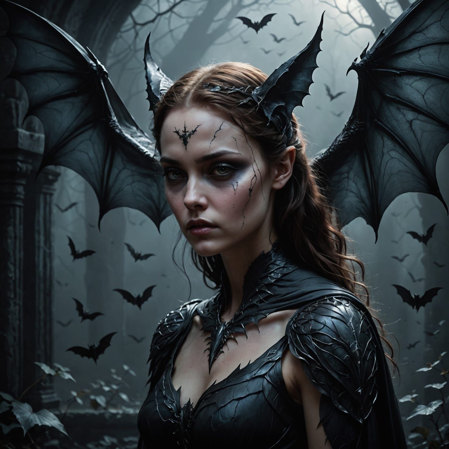 Dark Fantasy Goddess in Dreamlike Slumber