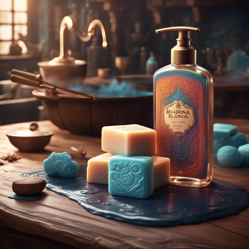 Soap Bar Advertisement in Detailed Matte Painting Style