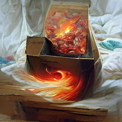 Magical Box of Fire, Oil Painting Style