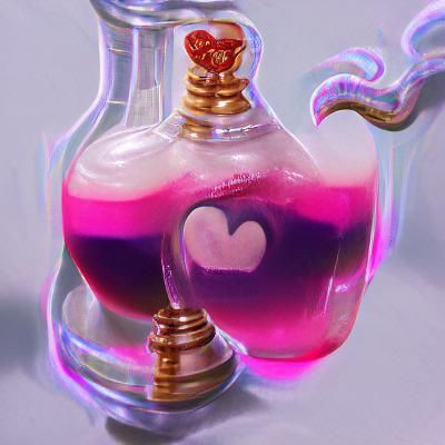Enchanting Love Potion with Heart Bubbles