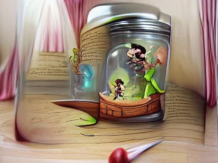Captain Hook Captures Tinkerbell: Cel-Shaded Illustration