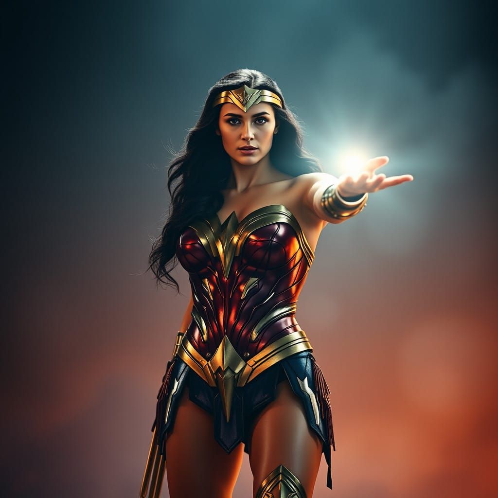 Wonder Woman Triumphs with Radiant Lasso in Cinematic Portra...