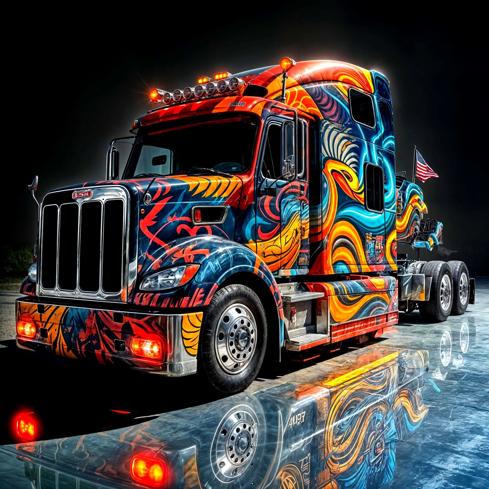 Stunning Airbrushed USA Truck in 8K Photorealism