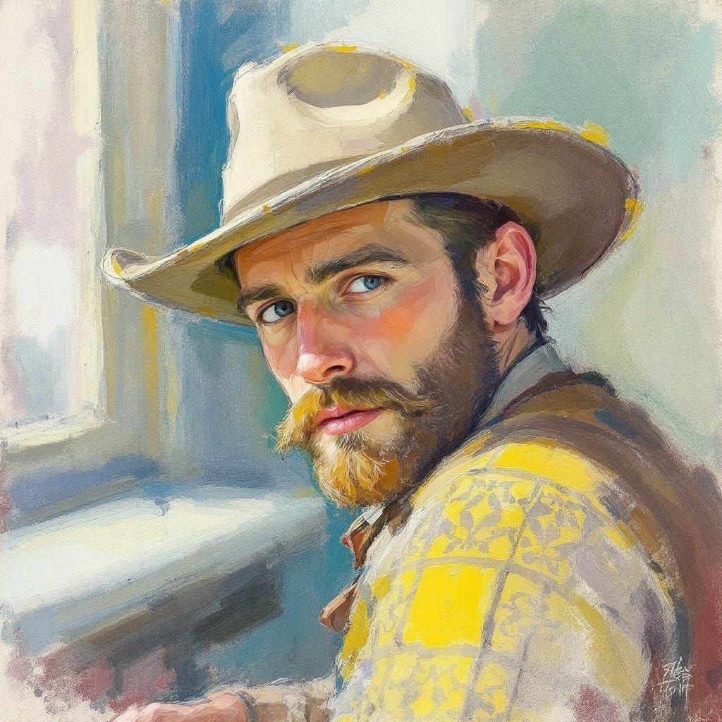 Rugged Scottish Warrior in Vibrant Pastel Hues