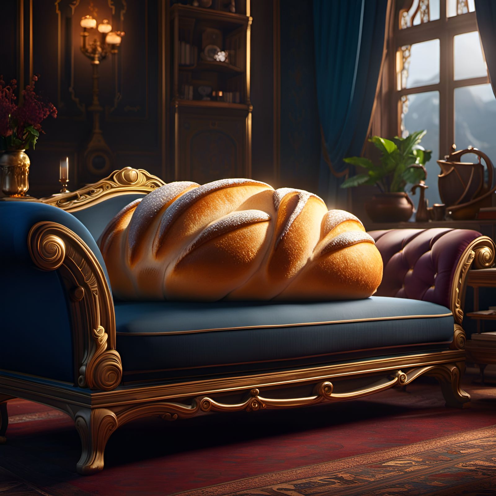 Adorable Sleeping Bread Loaf on Couch