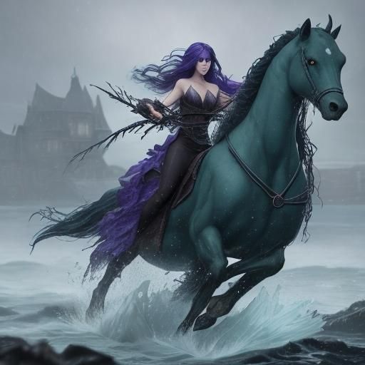 Naiad on Kelpie Through Magic Portal in Snowstorm