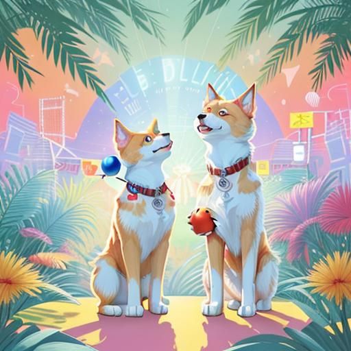 "Imagine a lively dog with wagging tail and bright eyes, hol...