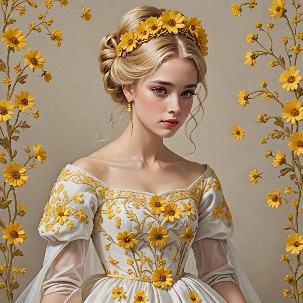 Princess in Daisy Gown and Crown