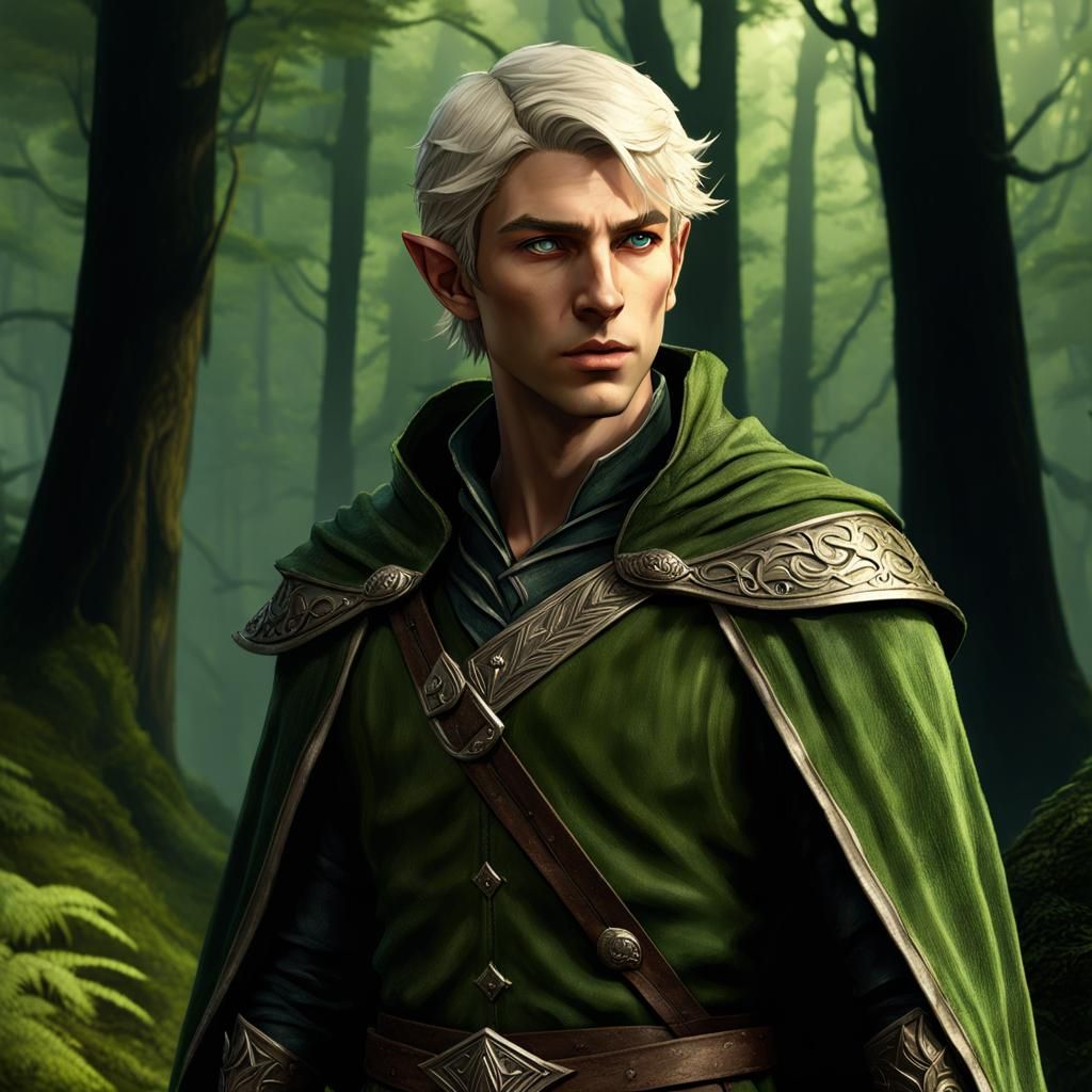 Half-elf sorcerer in the woods #3 Portrait