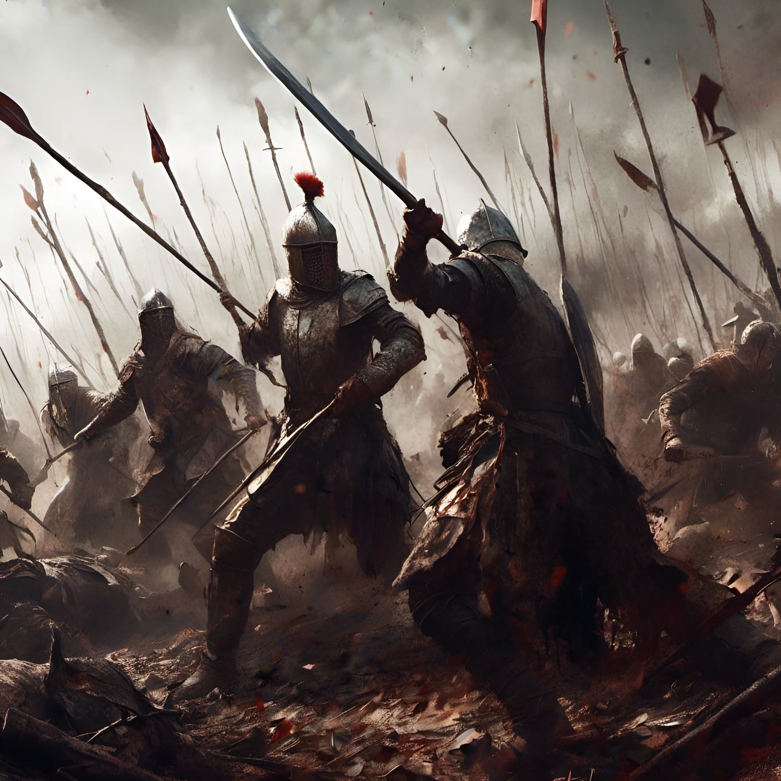 Chaotic Medieval Battle Scene in Digital Illustration