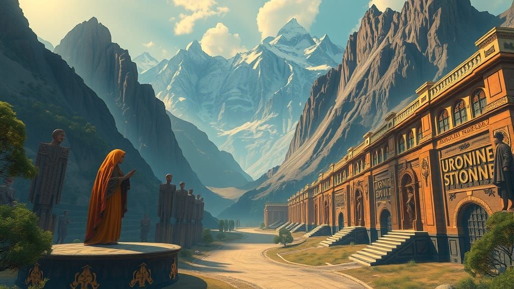 Valley of Tombs in Beksiński-Inspired Mystical Realism