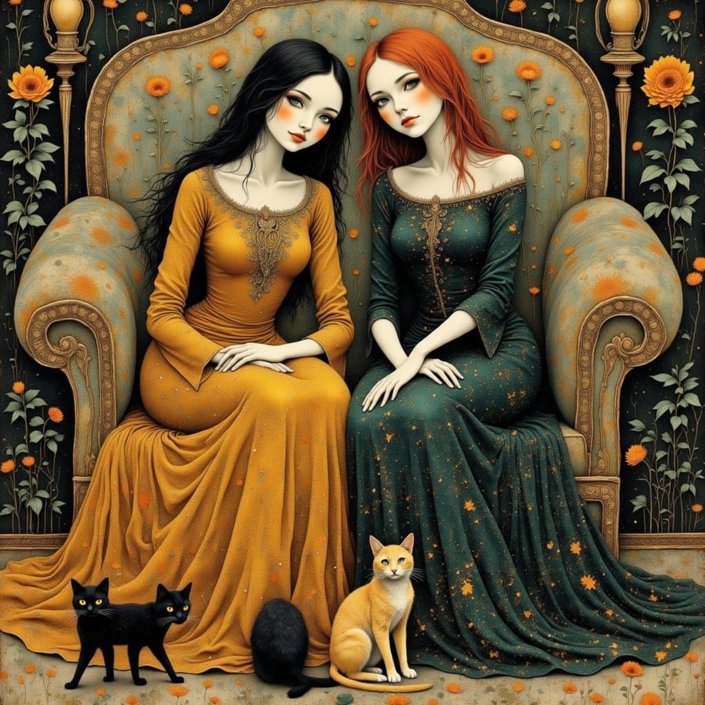 Kriemhild and Brunhilde in Art Nouveau Style