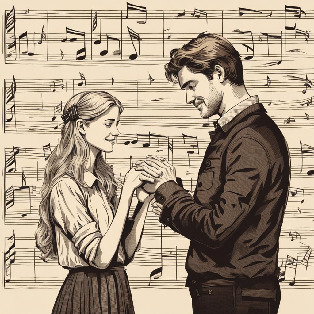 Young Man Offers Music to a Woman