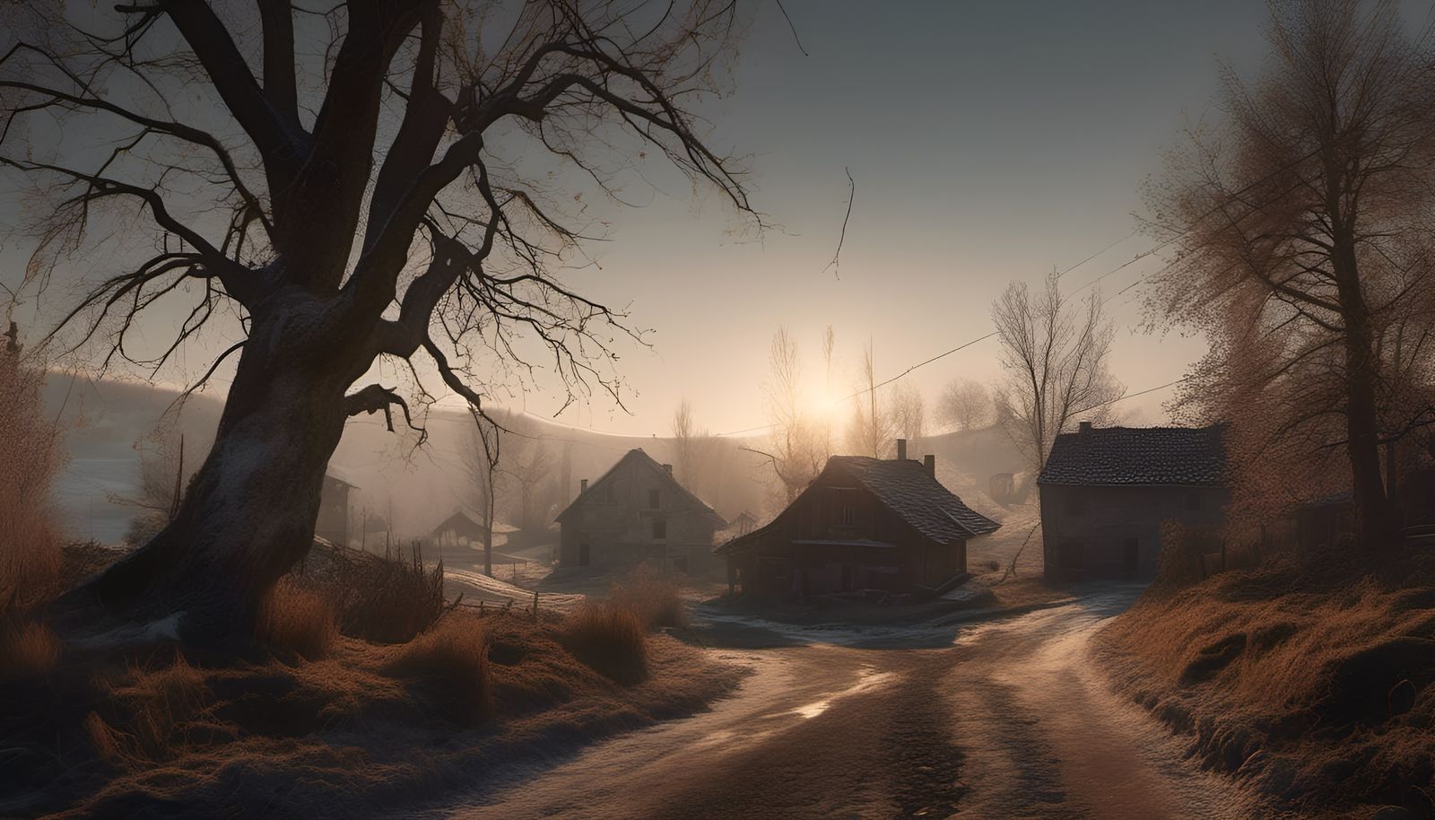 Melting snow on an Italian old village...