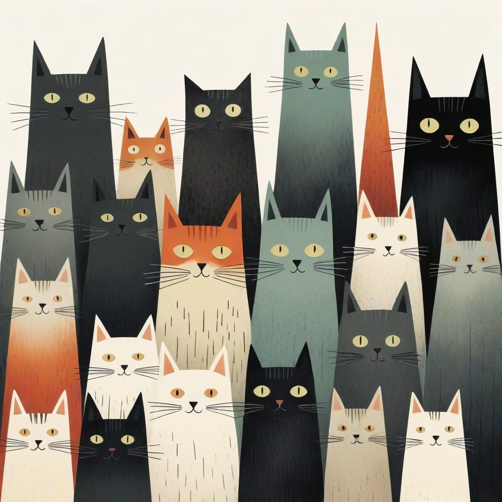 Cats in the Style of Jon Klassen