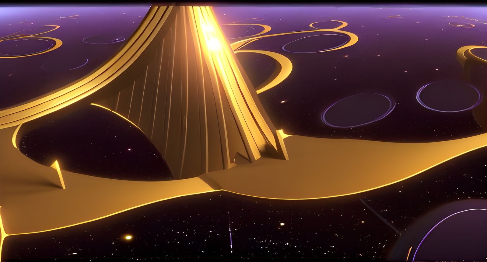 Galactic Terminal with Golden Beings and Portals