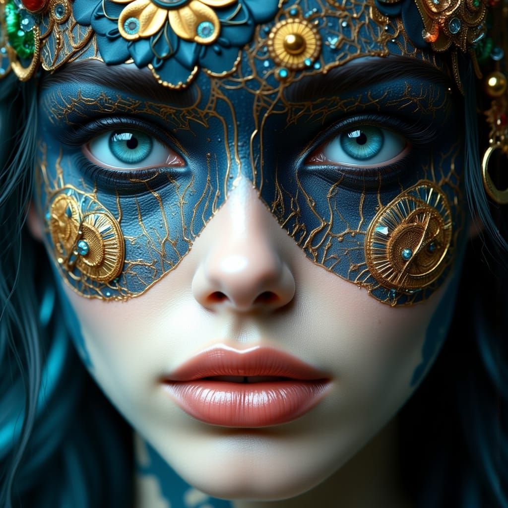 Surreal Portrait of a Woman in Intricate Pointillism