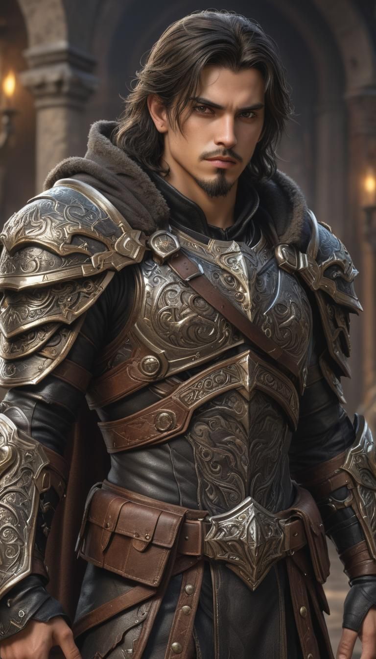Hyperrealistic Mercenary in Intricate Leather Armor