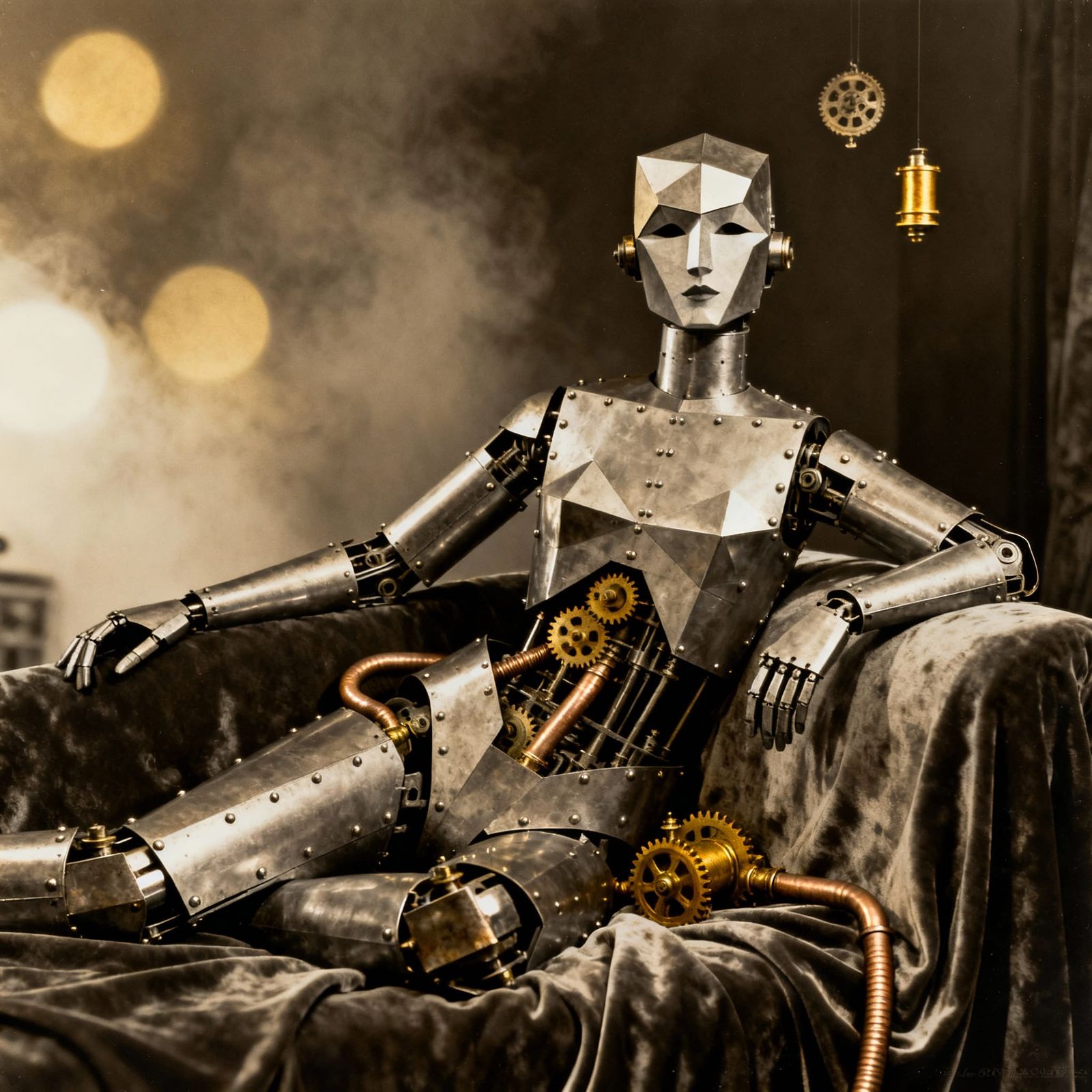 Vintage 1920s Abstract Metal Woman Portrait