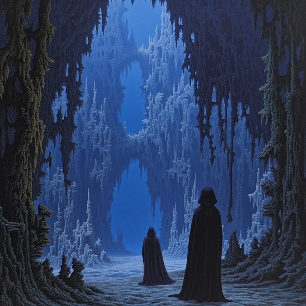 Ethereal Figure Stands Before Ancient Pillars in Mysterious ...